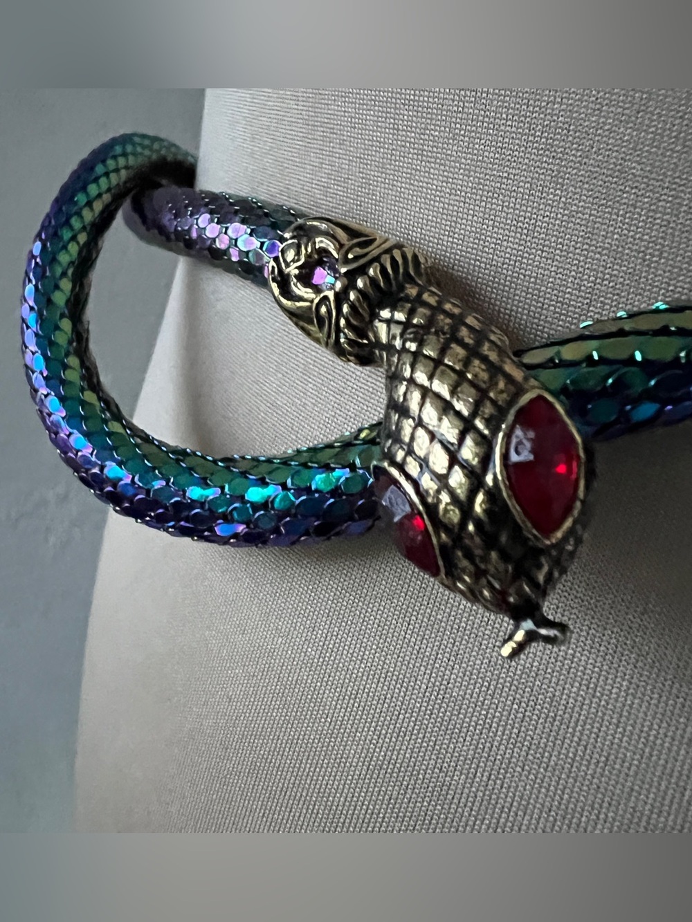 DL Auld Iridescent Vintage Mesh Snake Belt Serpent Necklace 41” - Picture 5 of 14